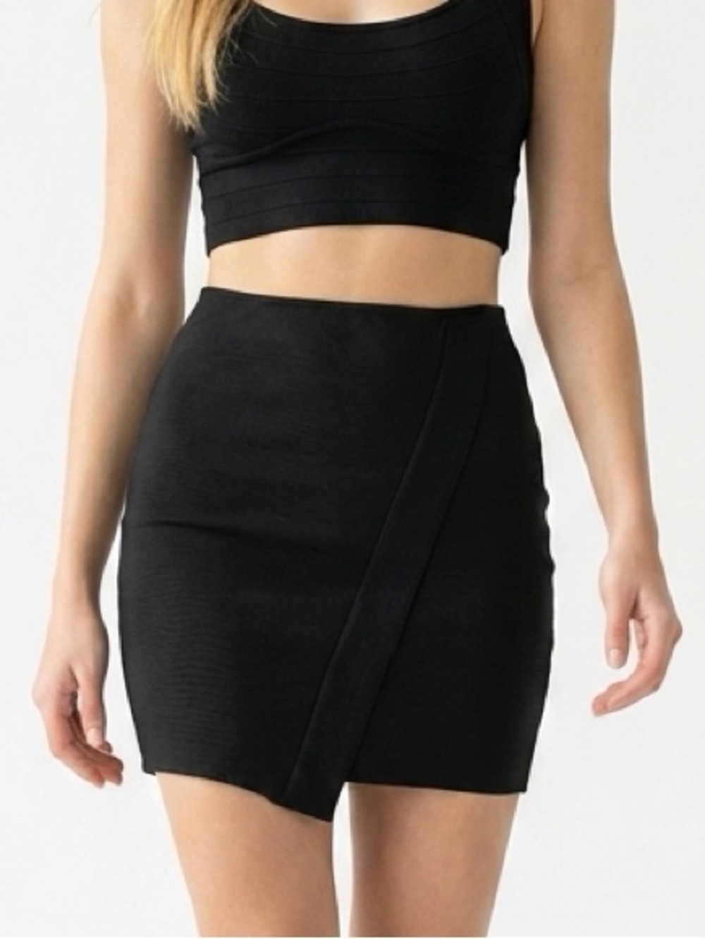 Women's camayeu Black Pencil Skirt M Asymmetric Front Detail Business Casual